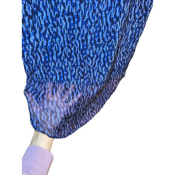 Rebecca Taylor Women Size 8 Sleeveless Keyhole High Low Blue 100% Silk Blouse‎ - Picture 12 of 13